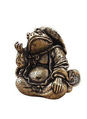 速发小蟆大师纯铜摆件茶宠中式古典玩面蛤铜器收藏品文桌老包浆精