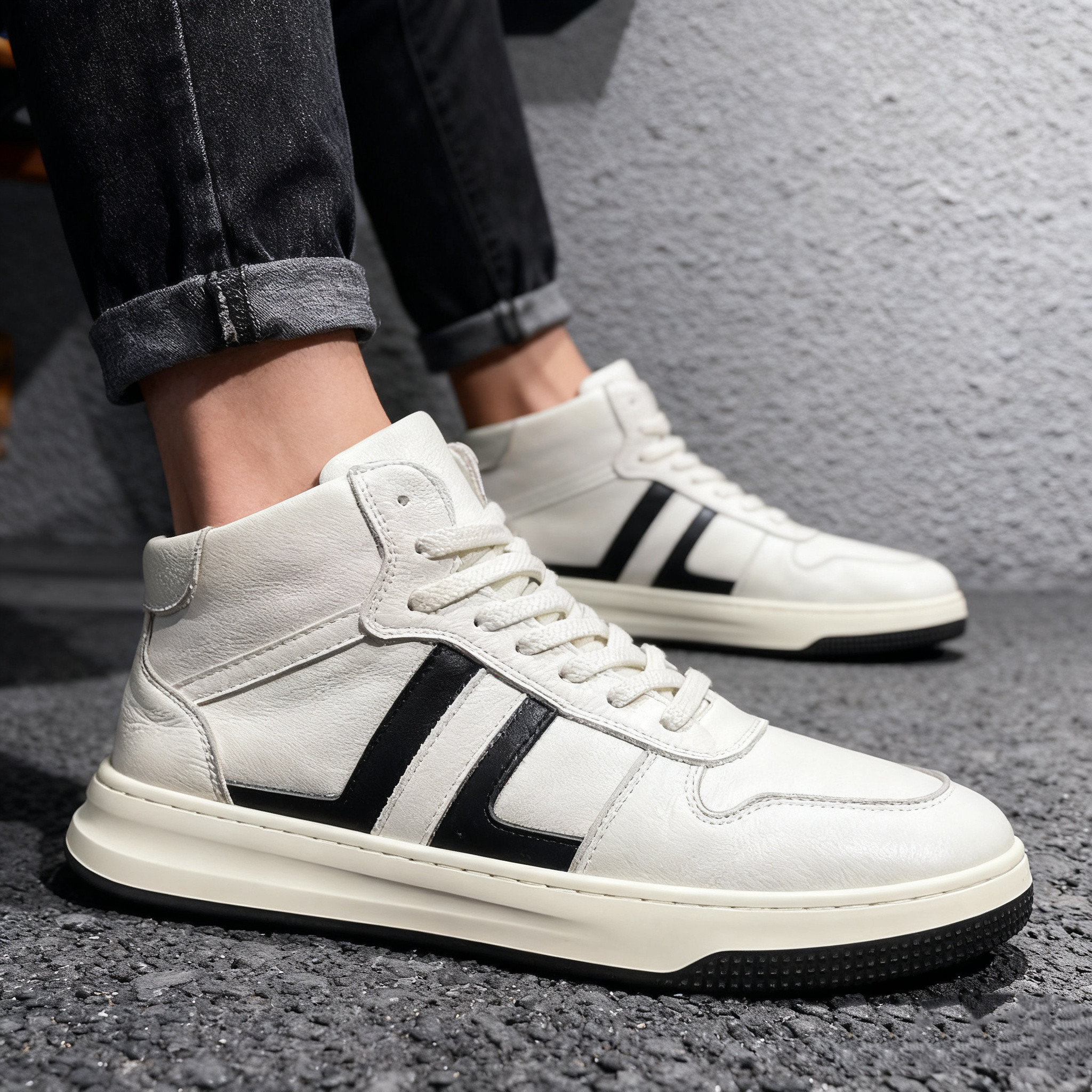 头层牛皮真皮板鞋2025新款运动高帮鞋男士休闲鞋秋季百搭潮鞋男冬,淘宝优惠券,粉丝福利购,淘宝优惠卷