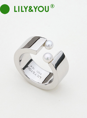 lily&you925银淡水珍珠宽戒指