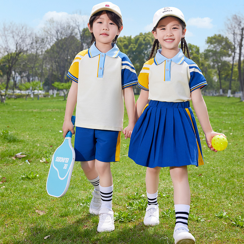 幼儿园园服夏季小学生校服套装儿童班服夏装短袖一年级三件套中学