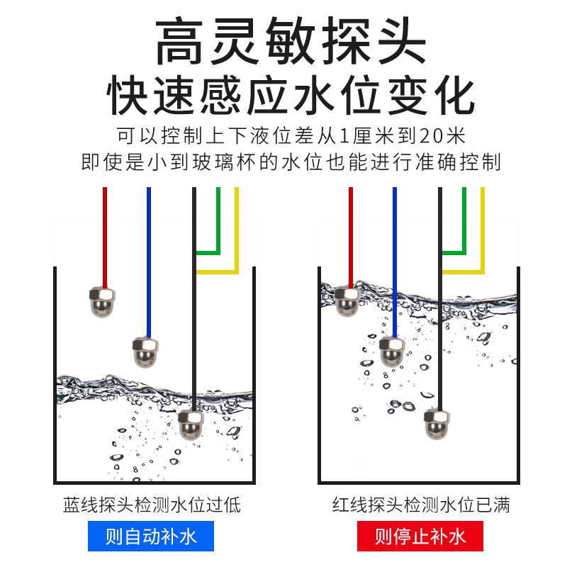 全自动水位控制器浮球开关水箱塔上下水带缺水保护液位感应继电器 - 图0