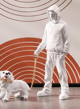 现货树者脂网红模摆件BKX饰班特克西孤勇牵狗橱窗客厅家装居摆件