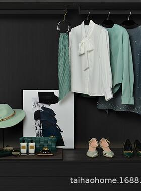 现代样板房女主人装22.8.26柜展厅件组合套装饰品摆软绿色样板衣