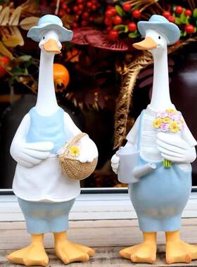 工品艺庭院花园饰北欧蓝色鸭子家5317-1居摆件意树脂装创工艺品