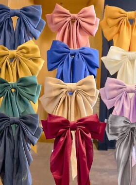 Elegant Bow Ribbon Hair ClipSimple Solid Satin Spring Clip H