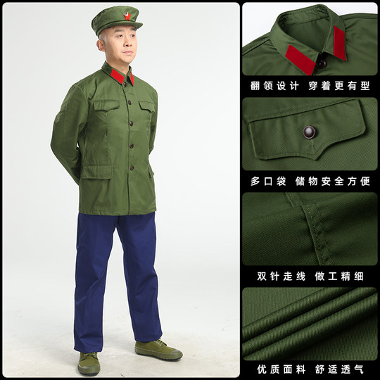 Navy 65-style military dry suit polyester card old-fashioned nostalgic blue empty dry suit liberation veteran party suit for men and women