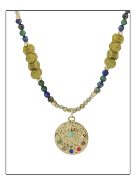 弗弗西FFX高级感水晶石头古币休闲复古项链[弗游古巴]锁骨链配饰