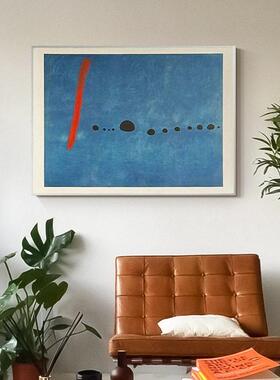 孟菲斯包豪斯挂画客厅大白墙装饰画工业风极简蓝色调治愈系中古风