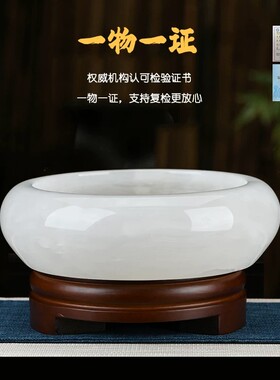 中式高端天然玉石聚宝盆摆件锦盒