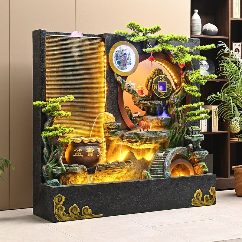 大型水幕墙瀑布流水墙屏风办公室外玄关背景墙假山喷泉循环水景观 - 图2