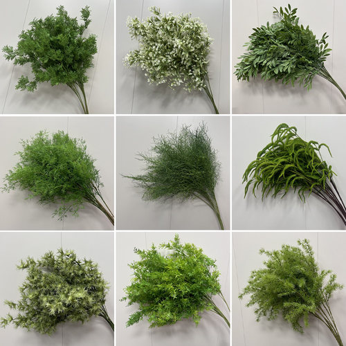 绿色造景花芦荀草龙须草结婚订婚仿真花婚礼背景插花商场美陈装饰 - 图1