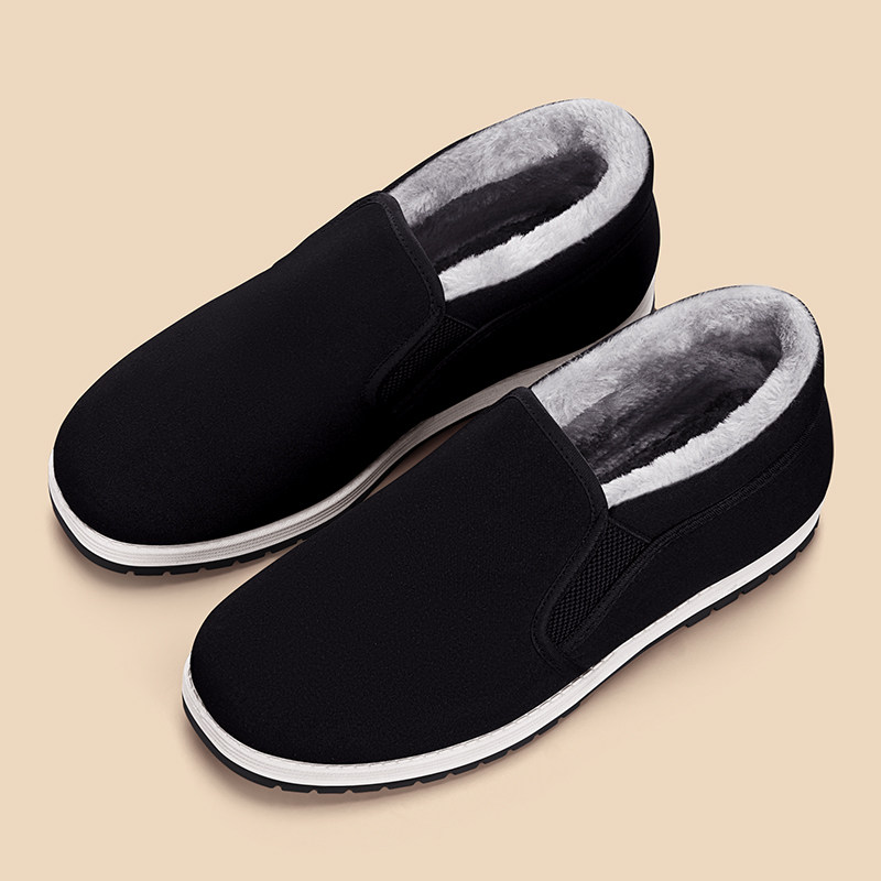 老北京布鞋男官方旗舰店冬季加绒保暖一脚蹬2023正品软底老人棉鞋,淘宝优惠券,粉丝福利购,淘宝优惠卷