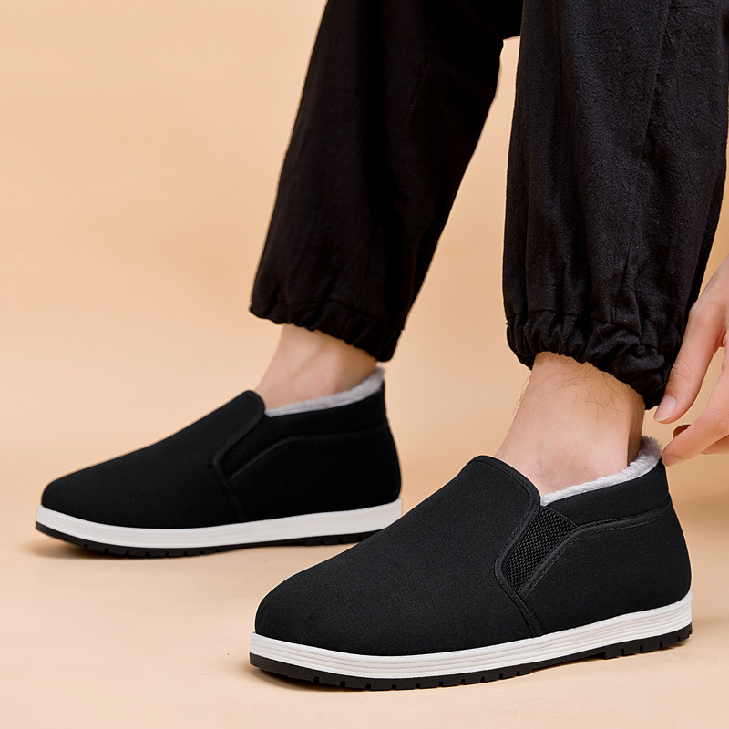 老北京布鞋男官方旗舰店冬季加绒保暖一脚蹬2023正品软底老人棉鞋,淘宝优惠券,粉丝福利购,淘宝优惠卷