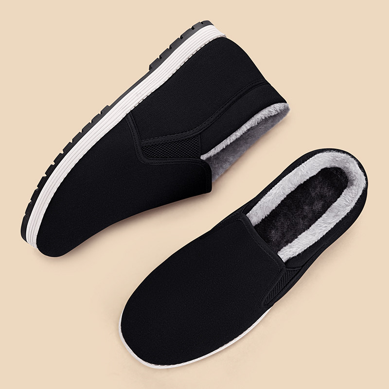 老北京布鞋男官方旗舰店冬季加绒保暖一脚蹬2023正品软底老人棉鞋,淘宝优惠券,粉丝福利购,淘宝优惠卷