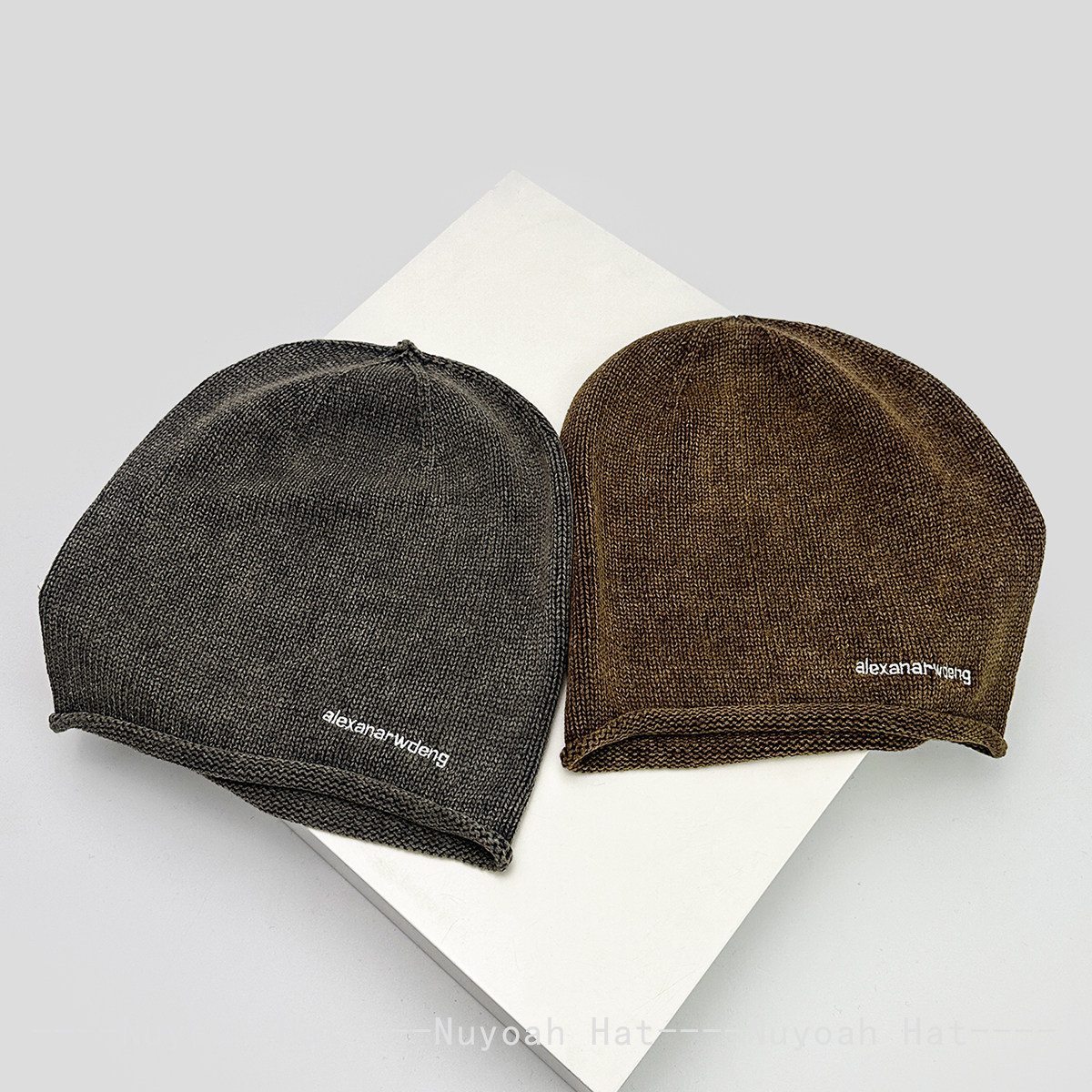 秋冬新款复古简约字母刺绣堆堆针织帽子男女保暖大头围冷帽套头帽,淘宝优惠券,粉丝福利购,淘宝优惠卷