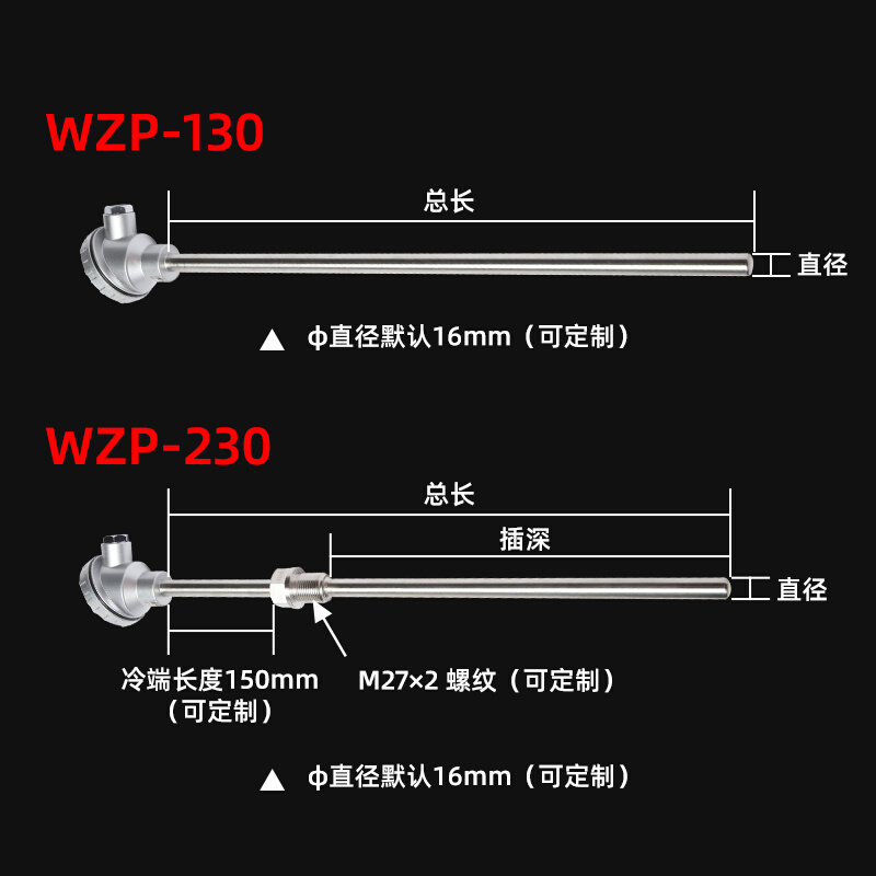 新WZP230231铂热电阻PT100温度传感器测温探头固定螺纹热电偶促 - 图0