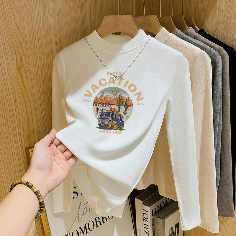 德绒半高领长袖t恤女美拉德时尚百搭洋气内搭打底衫上衣秋冬季潮,淘宝优惠券,粉丝福利购,淘宝优惠卷