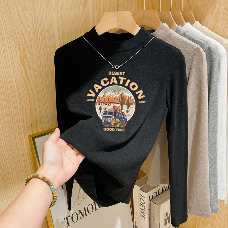 德绒半高领长袖t恤女美拉德时尚百搭洋气内搭打底衫上衣秋冬季潮,淘宝优惠券,粉丝福利购,淘宝优惠卷