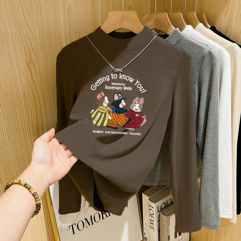 德绒半高领长袖t恤女美拉德时尚百搭洋气内搭打底衫上衣秋冬季潮,淘宝优惠券,粉丝福利购,淘宝优惠卷