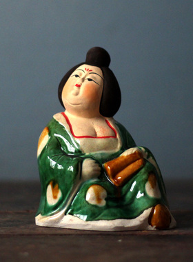 陶瓷仕女摆件唐三彩胖妮贵妇陶俑摆设中式家居客厅收藏艺术装饰品