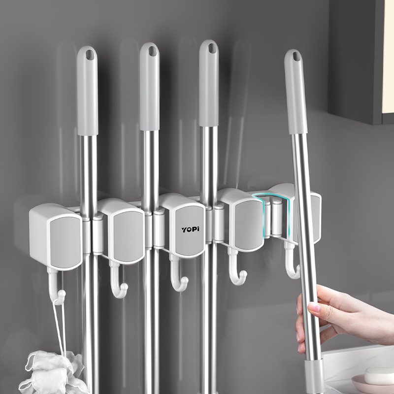拖把壁挂夹免打孔挂钩卫生间门后收纳神器拖布扫把强力固定架卡扣