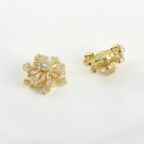 铜镀金保色镶钻旋转雪花隔珠吊坠diy手作串珠水晶手串项链配件 - 图2