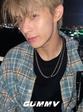 项链男双层拼接潮流方形简约