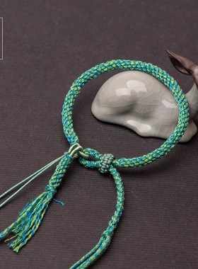 新款手搓棉线藏式彩色手绳玉米结五彩花流苏半成品可调节安装配件