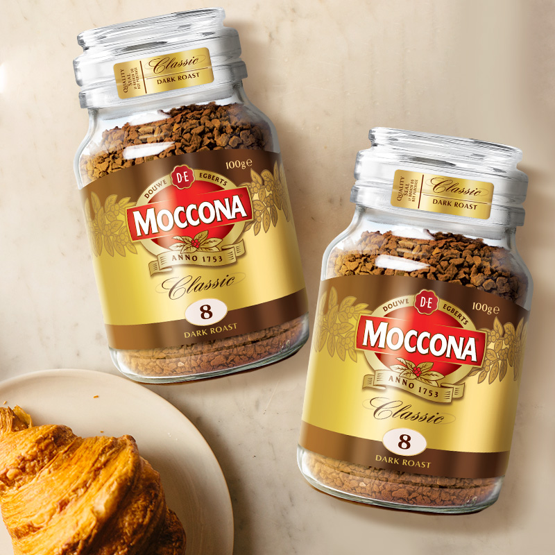 摩可纳咖啡moccona8号深度烘焙冰美式冻干0脂速溶黑咖啡100g瓶装-图1