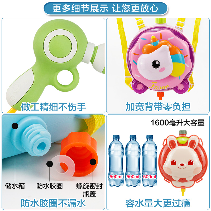 电动背包水枪儿童玩具喷水2025新款宝宝抽拉式大容量滋呲水枪女孩 - 图0