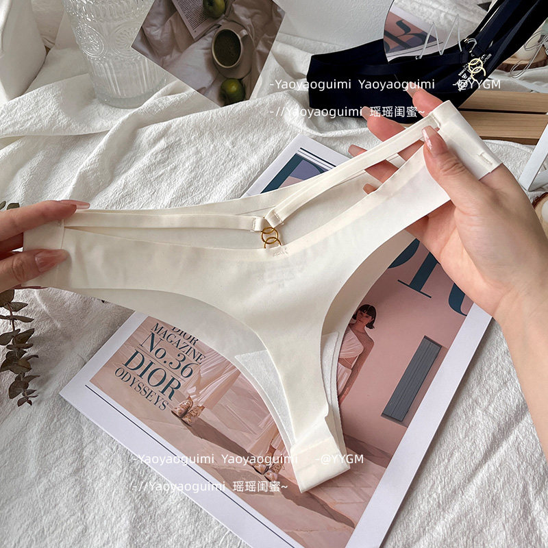 瑶瑶闺蜜新款性感简约低腰冰丝无痕丁字裤女运动一片式女生内内裤 - 图0