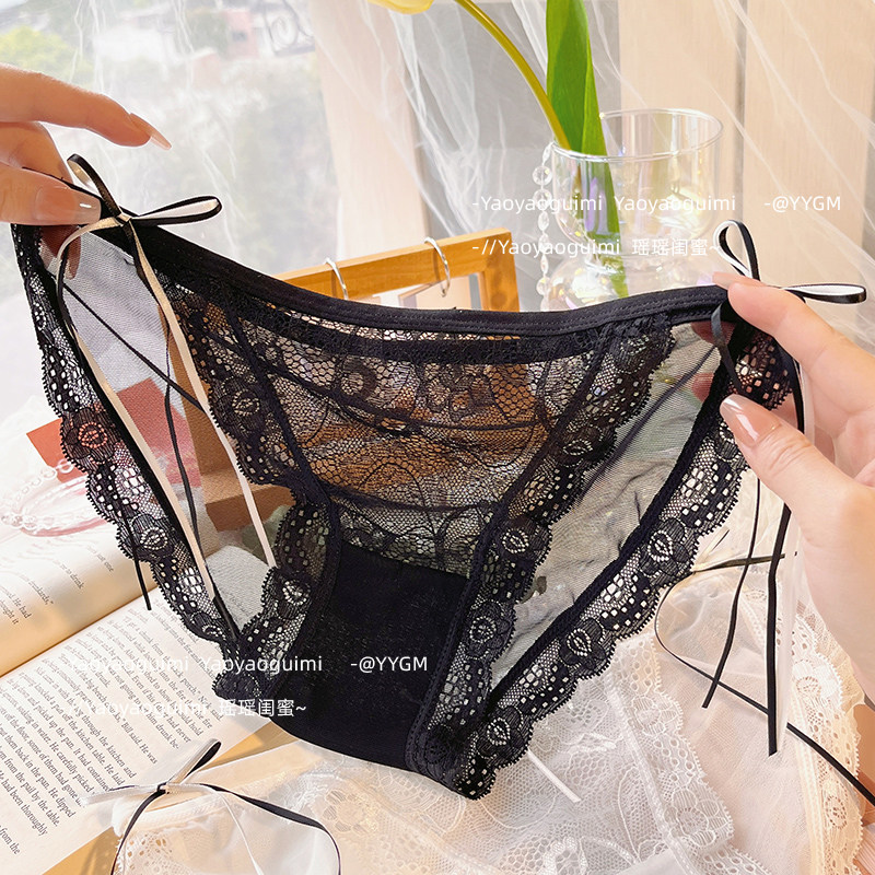 瑶瑶闺蜜冬季蕾丝透明内裤女性感高开叉情调纯欲风少女三角裤提臀,淘宝优惠券,粉丝福利购,淘宝优惠卷