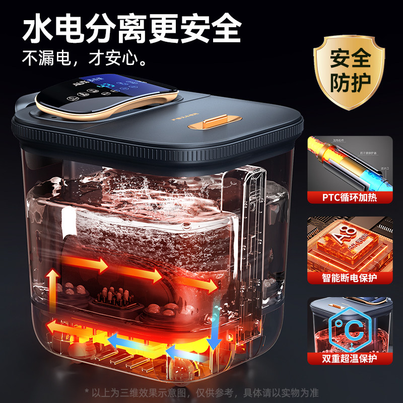 奥克斯泡脚桶全自动电动按摩足浴盆加热家用恒温洗脚盆高深足浴器,淘宝优惠券,粉丝福利购,淘宝优惠卷