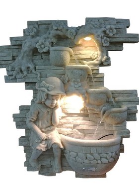 树脂墙壁流水挂件  砂岩墙壁流水喷泉  欧式墙壁喷泉天使壁挂流水