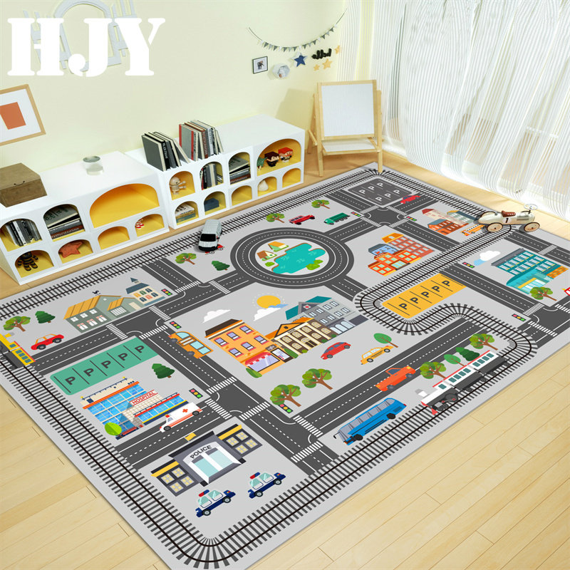 城市交通停车场儿童爬行地垫汽车轨道公路赛道早教幼儿园游戏地毯