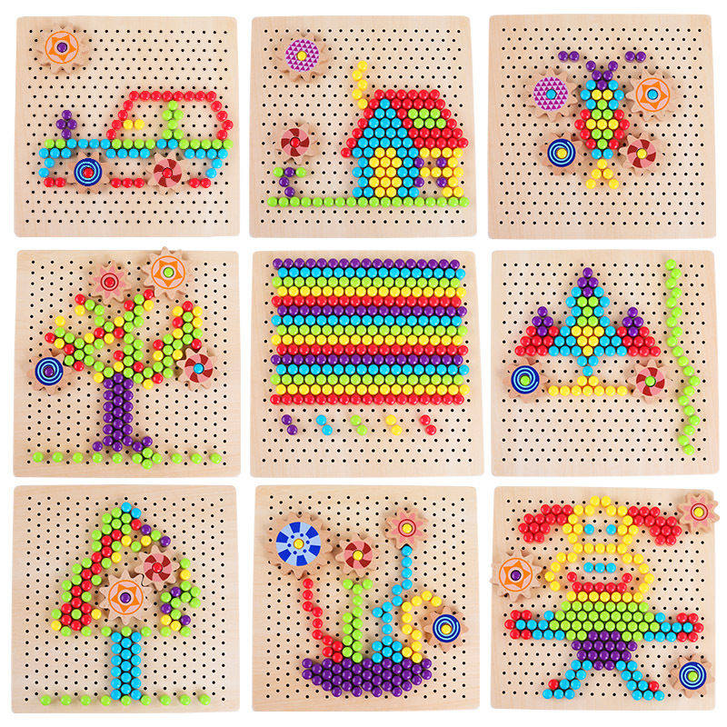 巧之木250粒蘑菇钉玩具儿童diy手工插珠拼图木制智力开发拼装,淘宝优惠券,粉丝福利购,淘宝优惠卷