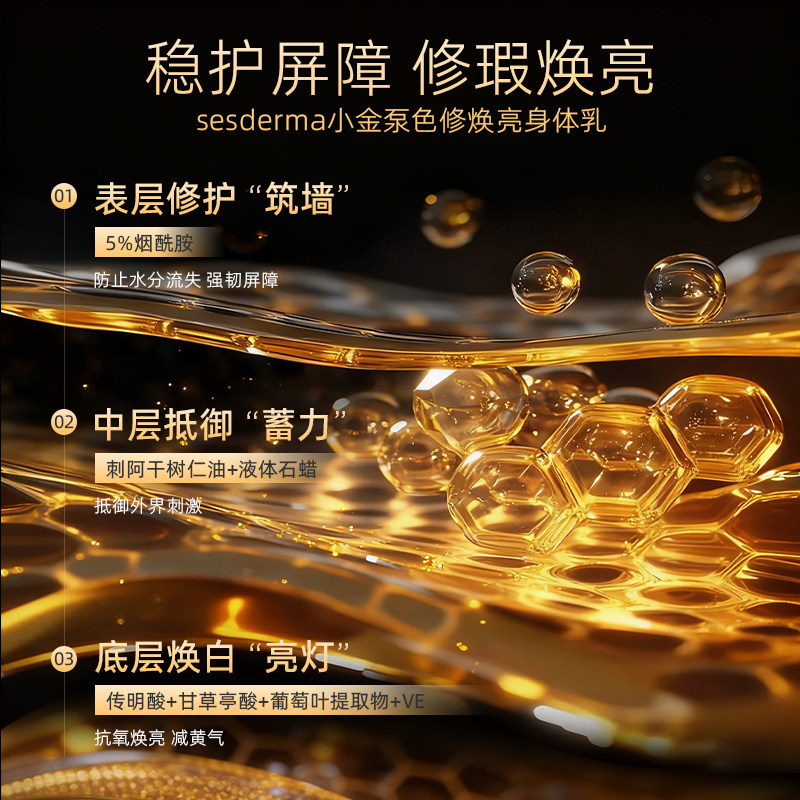sesderma小金泵烟酰胺色修焕亮身体乳400ml秋冬补水保湿舒缓润肤