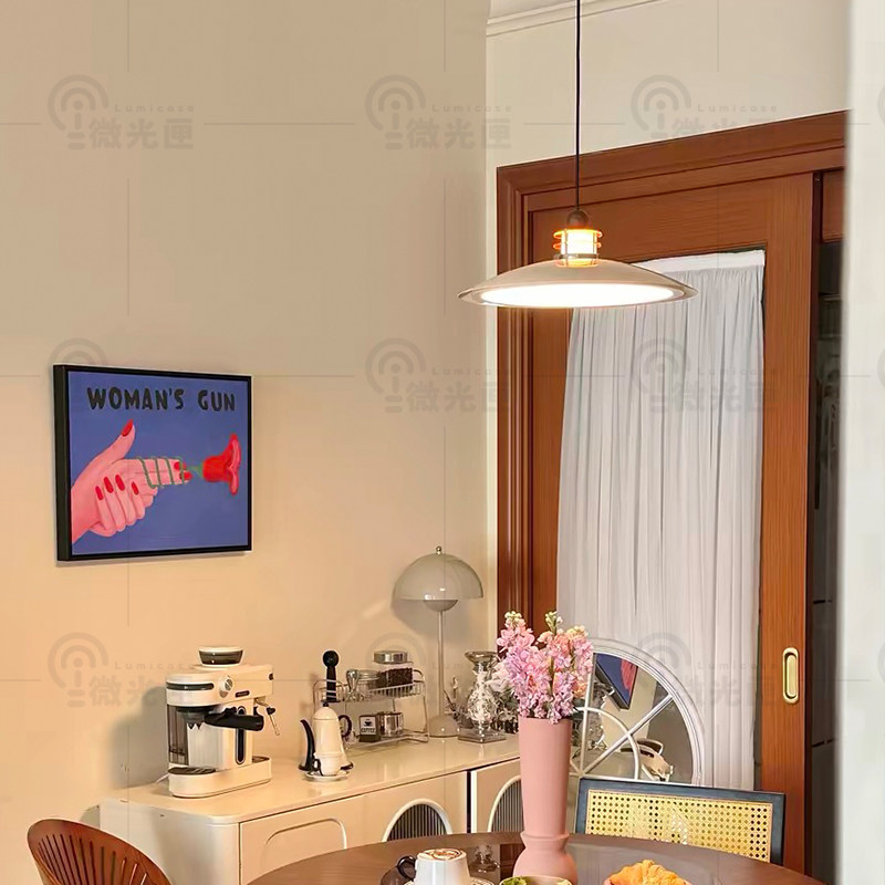 法式奶油风餐厅吧台岛台飞碟吊灯设计师氛围高级感书房卧室护眼灯,淘宝优惠券,粉丝福利购,淘宝优惠卷