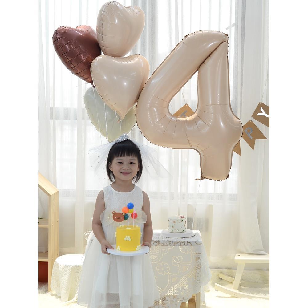 40寸奶油焦糖色铝膜大数字气球儿童周岁生日派对拍照场景布置装饰 - 图1