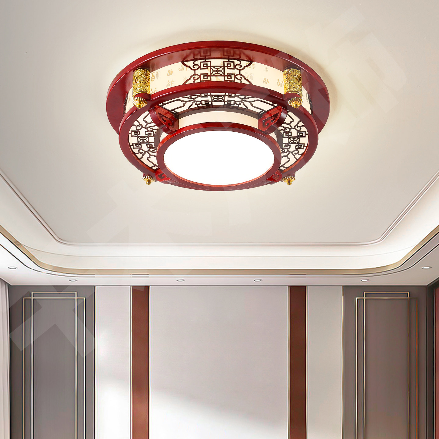 新中式吸顶灯客厅主卧室灯LED长方形仿古餐厅大气中国风实木灯具,淘宝优惠券,粉丝福利购,淘宝优惠卷