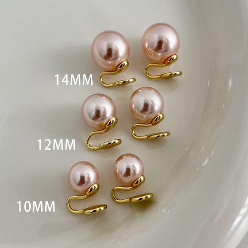 西大班 人造澳白仿日本粉光akoya珍珠耳钉纯银女伴彩无耳洞耳夹饰 - 图3