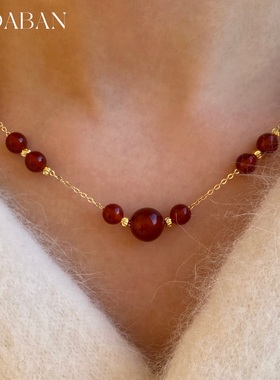 西大班新中式红玛瑙满天星项链女
