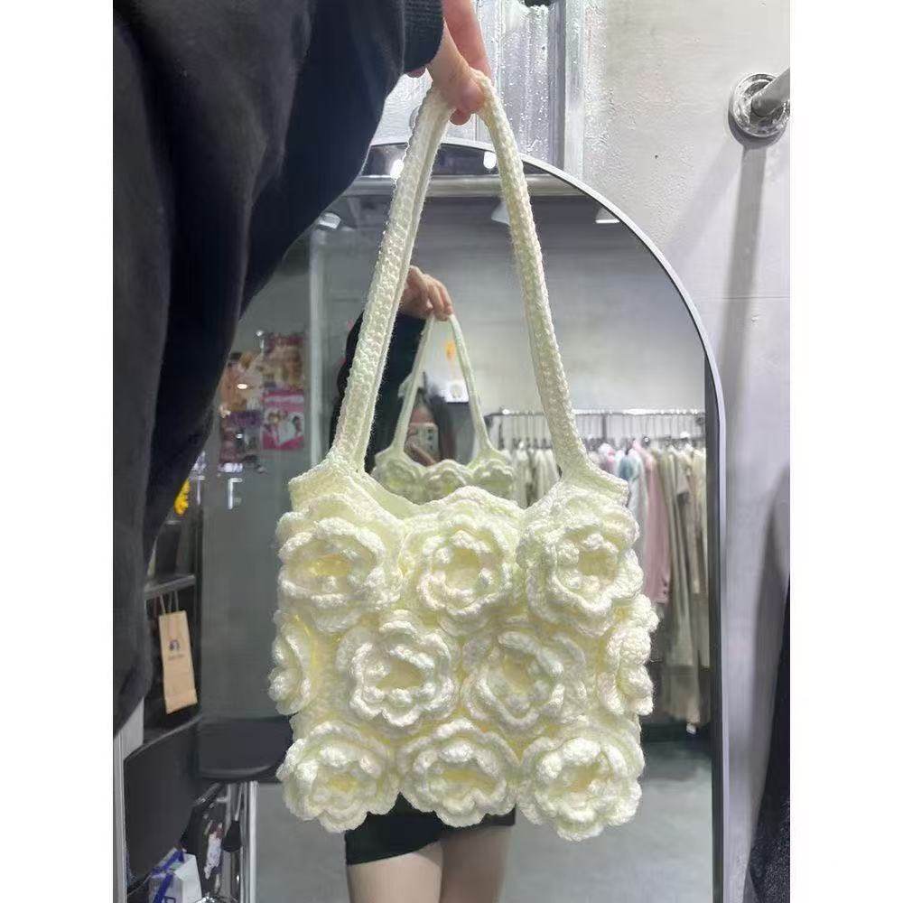 春天玫瑰花朵包包手工编织diy材料包毛线钩织手提包手机包大容量,淘宝优惠券,粉丝福利购,淘宝优惠卷