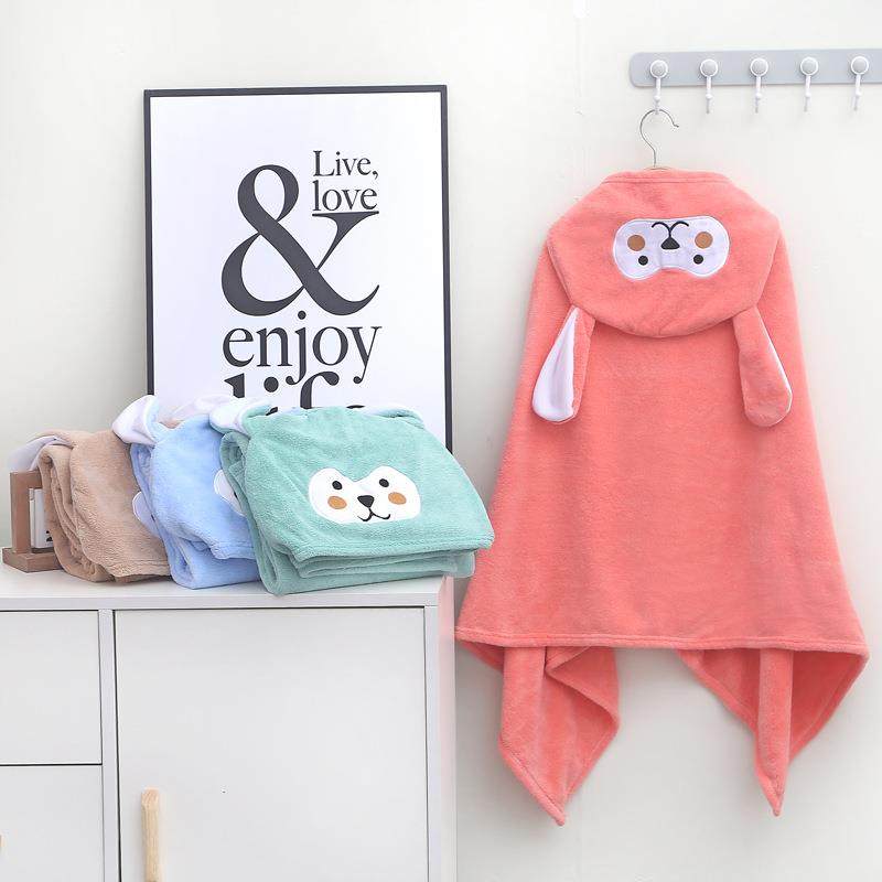 珊瑚绒浴巾连帽斗篷吸水披风婴儿带帽刺绣浴袍卡通宝宝儿童抱被,淘宝优惠券,粉丝福利购,淘宝优惠卷