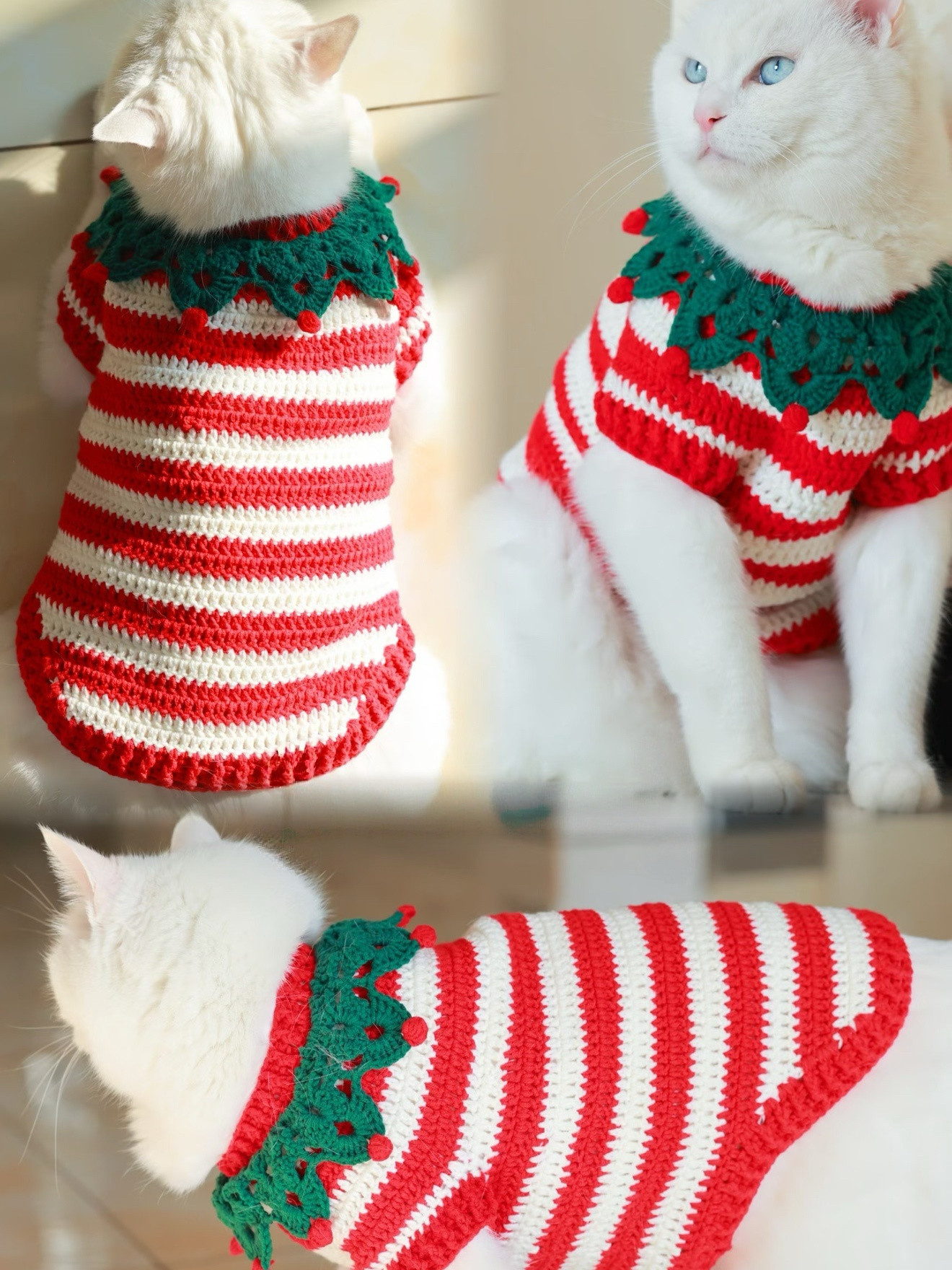 手工编织毛线钩针猫咪圣诞衣服宠物衣服材料包自制送朋友闺蜜礼物,淘宝优惠券,粉丝福利购,淘宝优惠卷