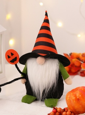 万圣节装饰品 可爱无脸老人女巫公仔 家居派对桌面娃娃摆件