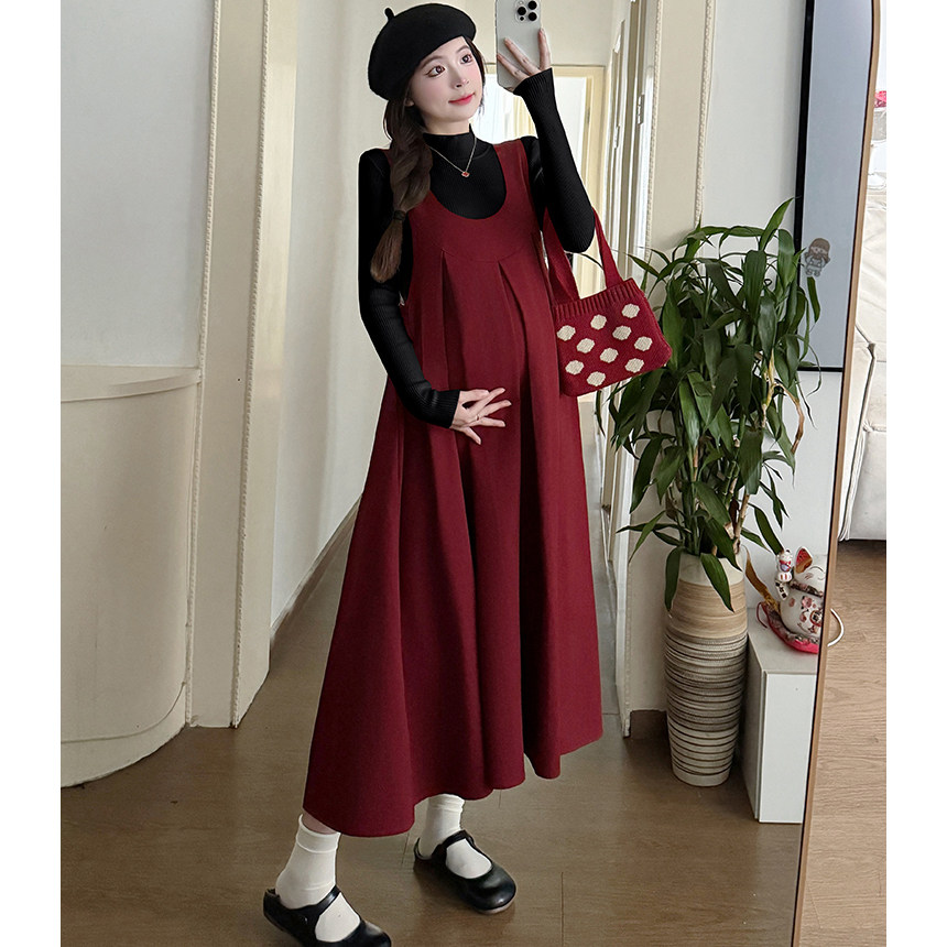 孕妇连衣裙套装秋冬2026新款过年红休闲百搭背心裙打底衫两件套女,淘宝优惠券,粉丝福利购,淘宝优惠卷