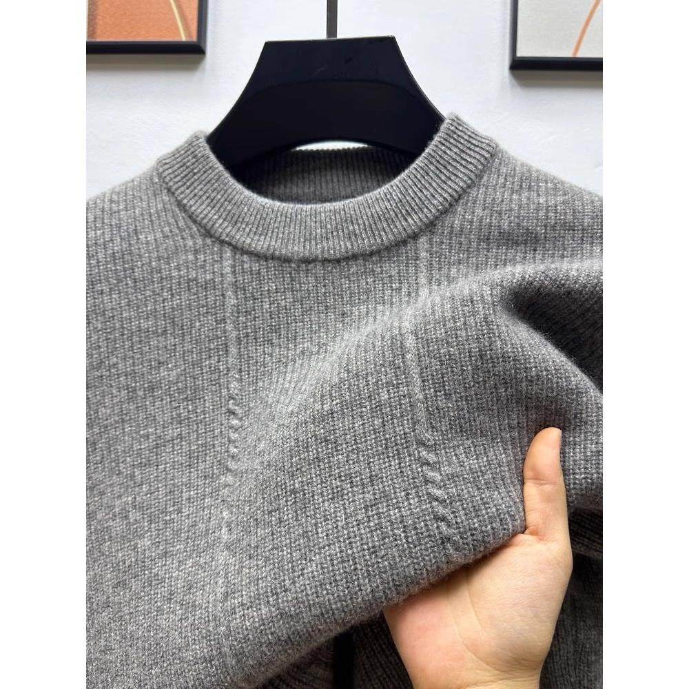 BOZZ BURY~精选 100羊毛！纯羊毛衫男冬季保暖纯色提花圆领针织衫,淘宝优惠券,粉丝福利购,淘宝优惠卷