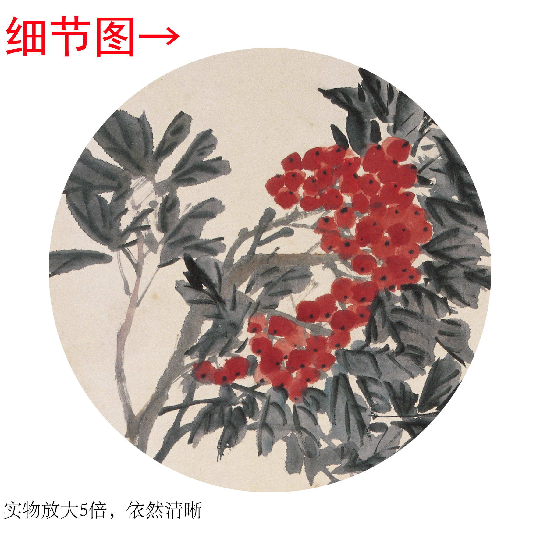 吴昌硕《富贵多子寿》客厅书房茶室装饰画挂画玄关高清卷轴字画 - 图0