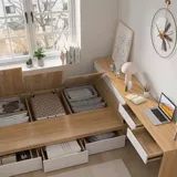 Современная минималистская небольшая квартира татами аренда кровати Домашнее столовое стол в интегрированном комбинациях для хранения односпания для хранения кровати.